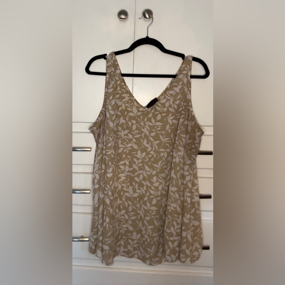 Lane Bryant Floral Beige Sleeveless Top